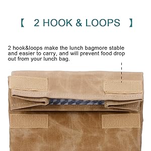 insulated waxed canvas lunch bolsa