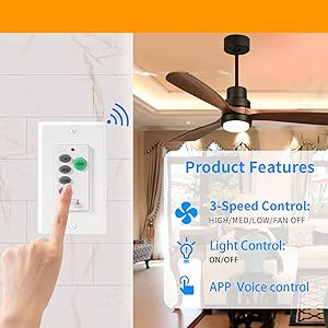 うんページ Design House 154286 Ceiling Fan Remote, Four Functions