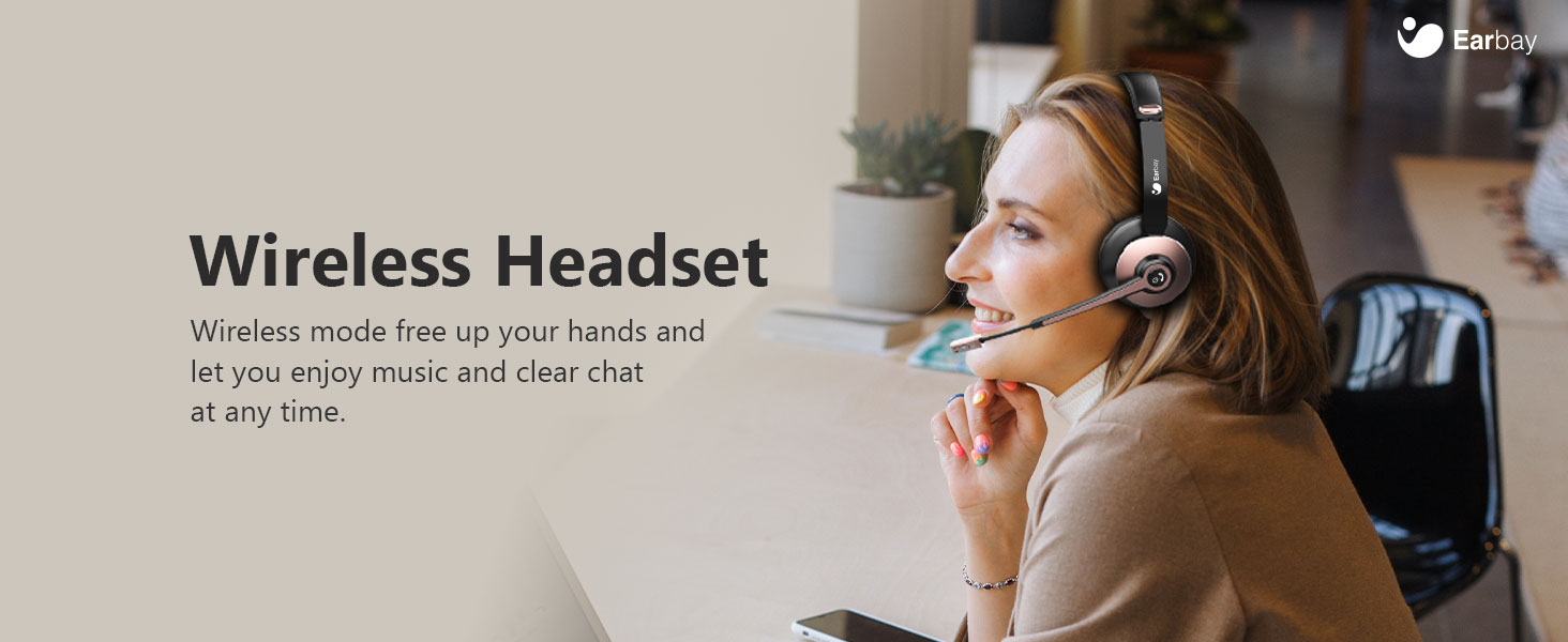 Bluetooth Headset, Wireless Headset with Microphone Noise Cancelling