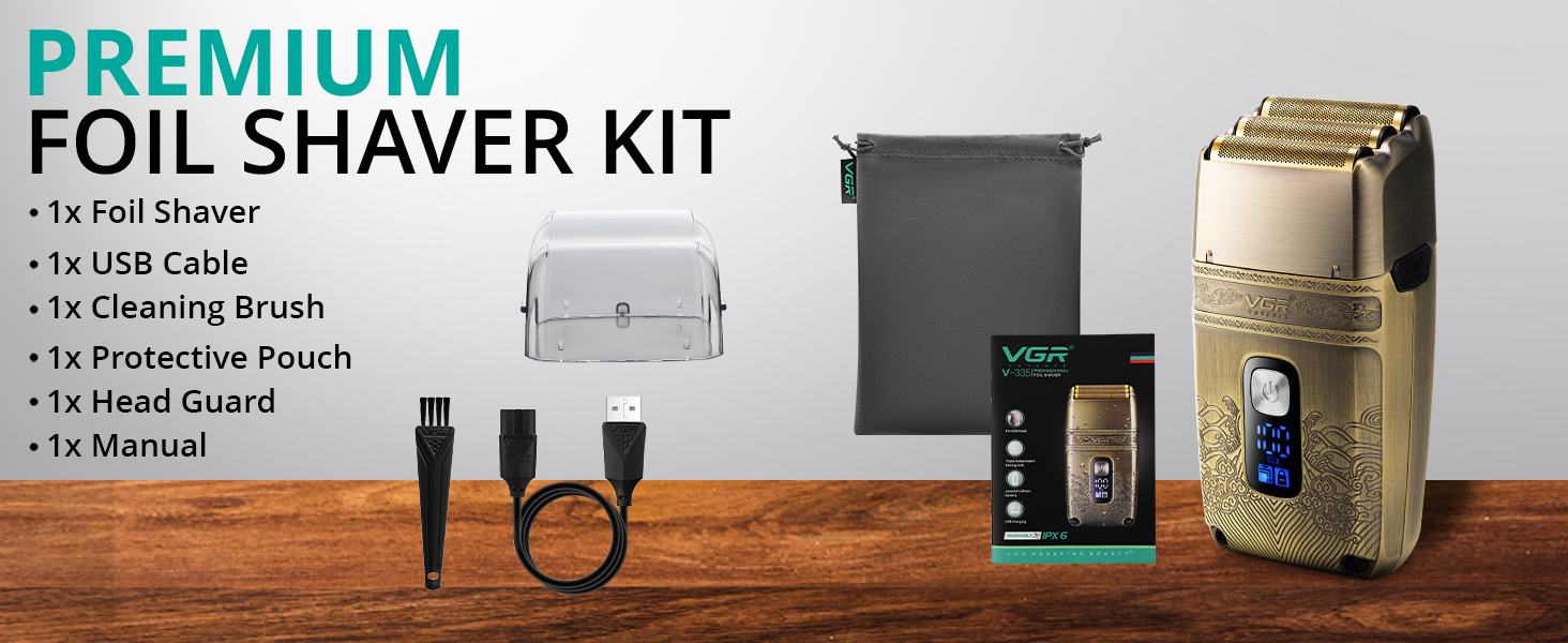 VGR Electric Razor for Men Skin Fade Foil Shaver IPX6 Waterproof