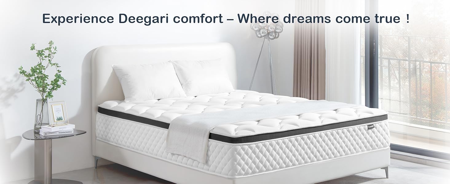 Матрас Deegari с памятью формы, гелевой пеной, карманными пружинами, внутренним пружинным блоком, коллапсирующий, снимает давление