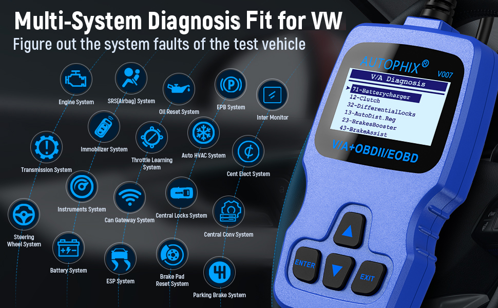 AUTOPHIX V007 OBD2 Scanner Compatible with Volkswagen VW Audi Skoda