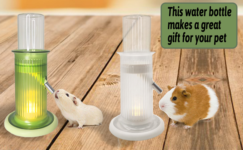 kathson Hamster Water Bottle Guinea Pig Water Dispenser with Lights Stand Rabbit