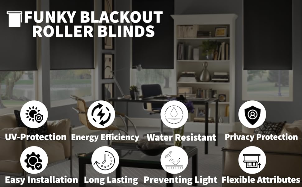 Blackout Roller Blinds Window Shades Easy Fit Thermal Roller Blind 3