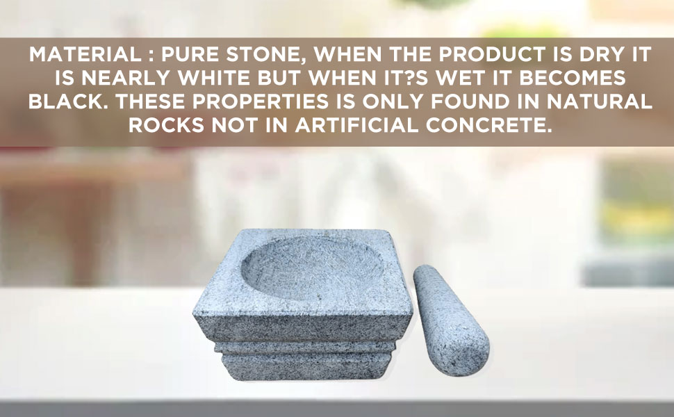 Buy EZAHK Square Stone Mortar and Pestle Set, Okhli, Khalbatta, Grinder