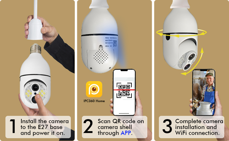 Safecam 360°Panorama Dual Lens 10X Zoom Light Bulb