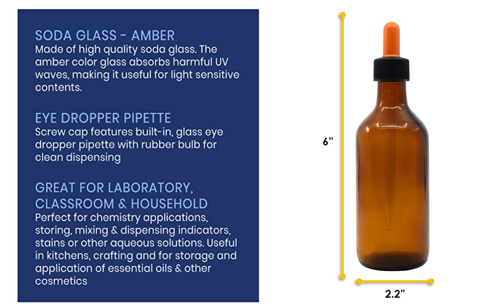 Amazon.com: EISCO Dropping Bottle, 180ml (6oz) - Amber Soda
