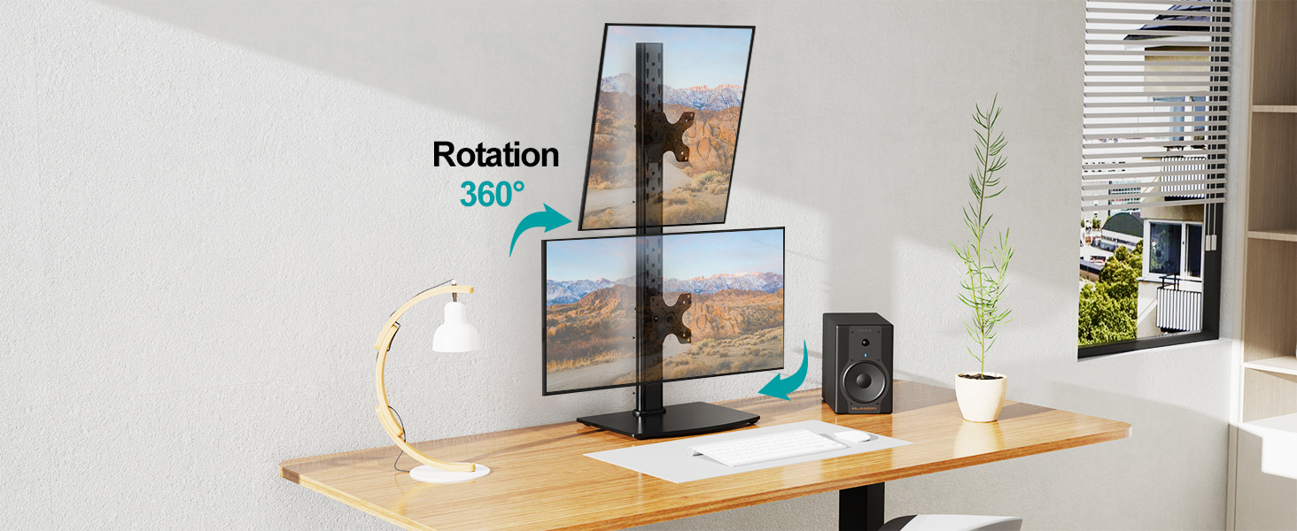 MOUNT PRO Vertical Dual Monitor Stand for 2 Computer Screen up to 32 Inch, Stacked