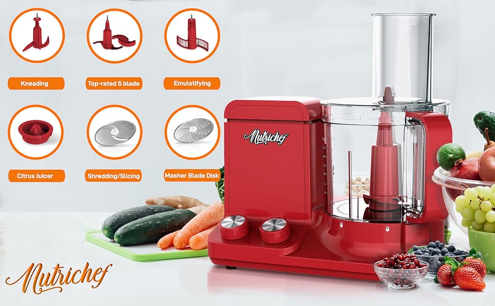 NutriChef Food Processor, Vegetable ChopperElectric, Multipurpose Food