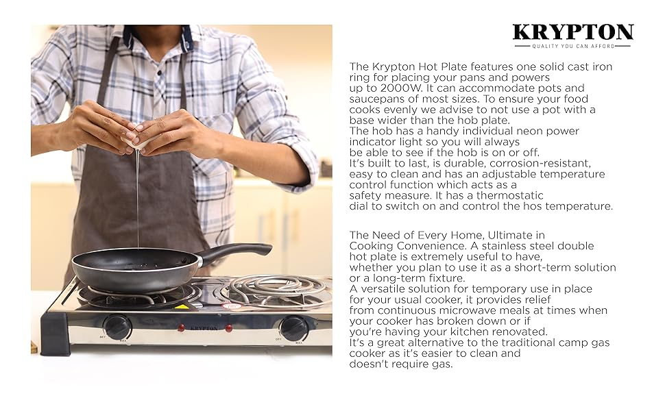 Krypton Stainless Steel Double Burner Hot Plate Model No KNHP5310