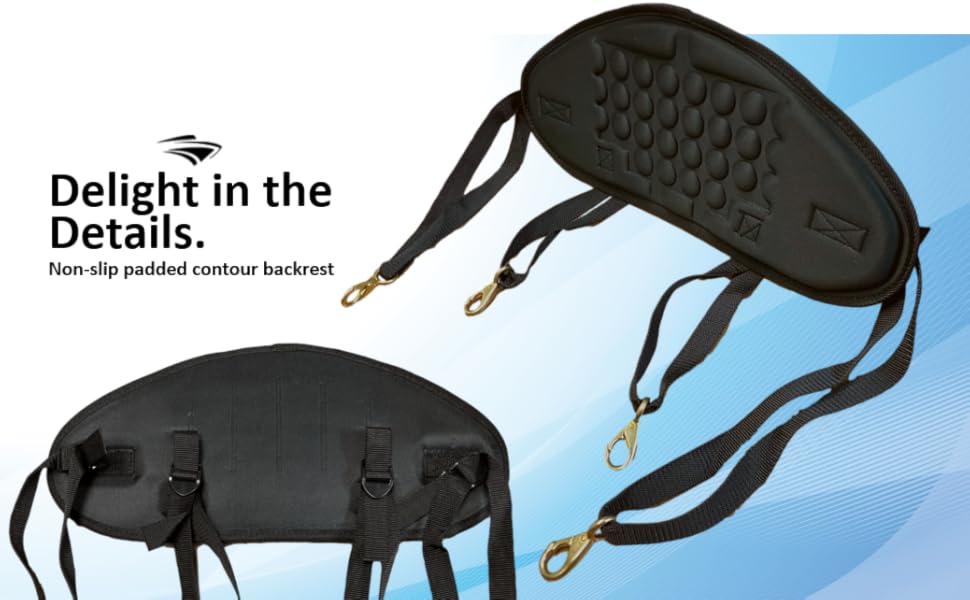 kayak seat, marine, Adjustable Straps, Black, Gray, sit on top, non-slip, backrest