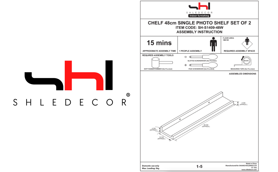 SHLEDECOR Set of 2 Shelf 48cm Wide Photo Wall Mounted Floating Shelves