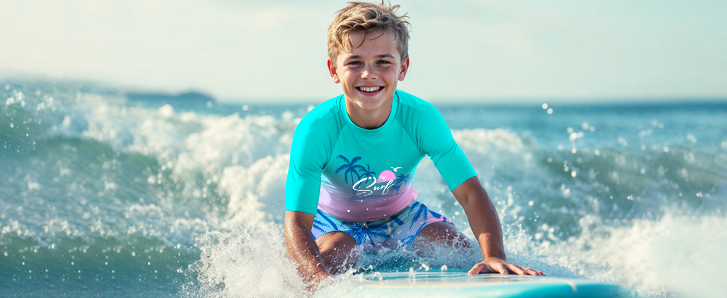 boys swim trunks with rash guard