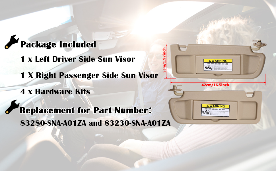 B.ZSSY Sun Visor Left and Right Side Sun Protection Visors