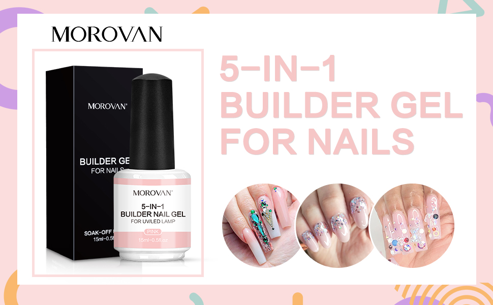 Morovan Builder Gel for Nails 5in1 BrushOn Builder Gel in a Bottle