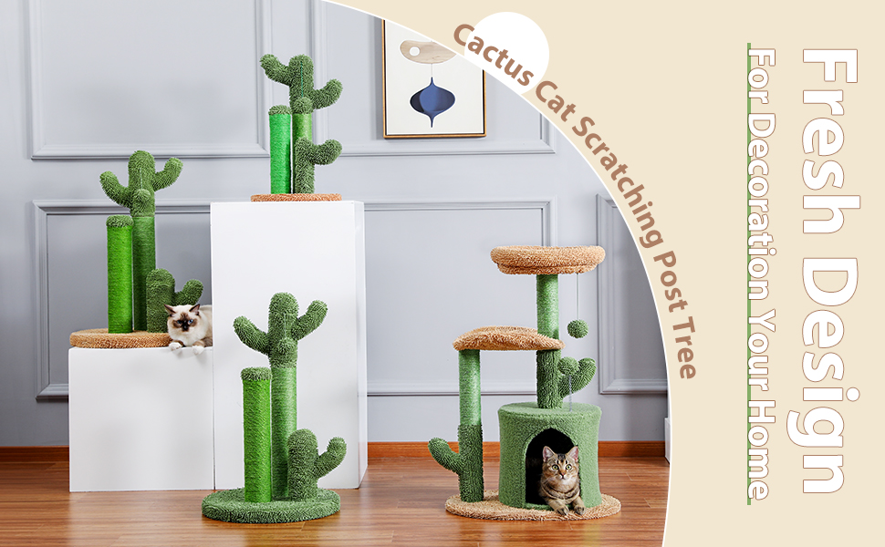PAWZ Road Cat Scratching Post Cactus Cat Scratcher with 3