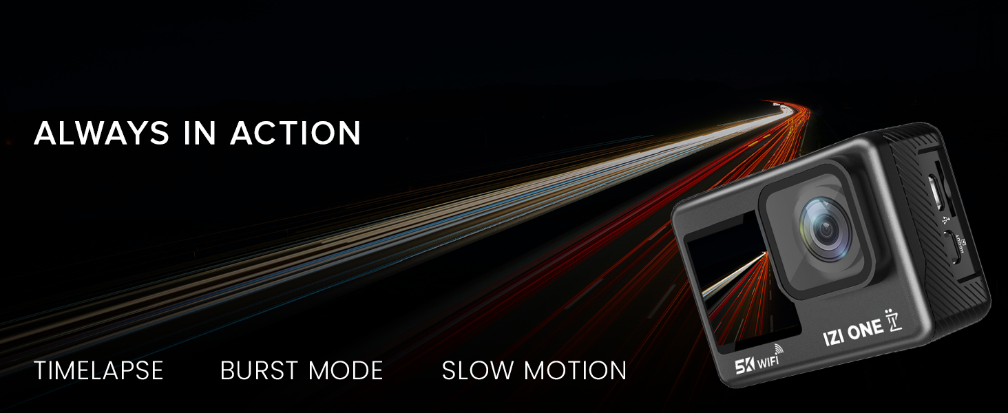 Buy IZI ONE 5K 30FPS UHD 48MP Action Camera, Dual Touch Screen, Digital