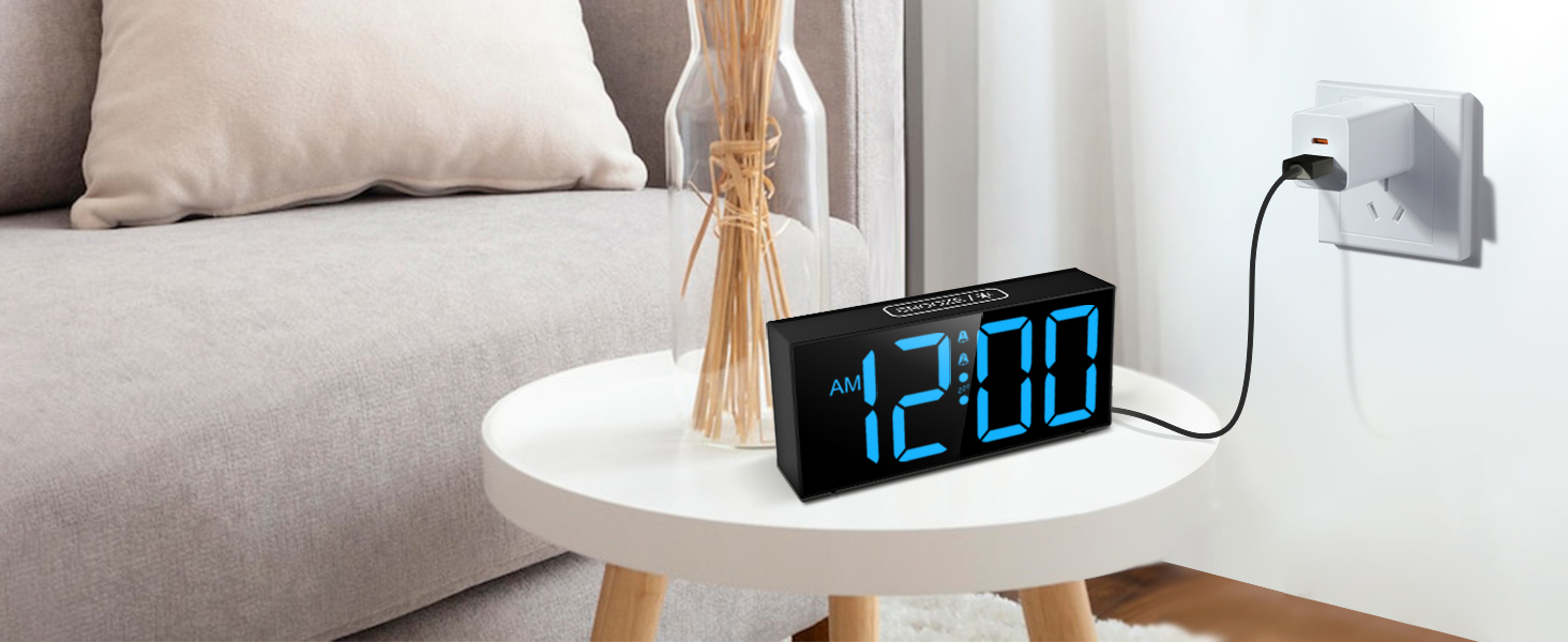 Netzu Loud Alarm Clock for Heavy Sleepers Adults, Large Alarm Clocks