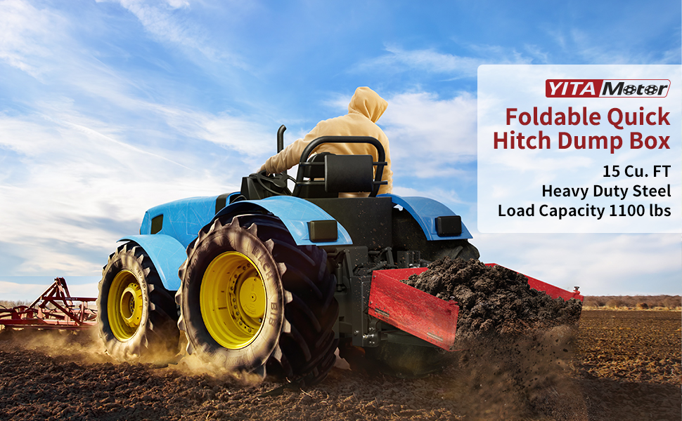 YITAMOTOR 6 Cu. FT Foldable Quick Hitch Dump Box, 1100lbs