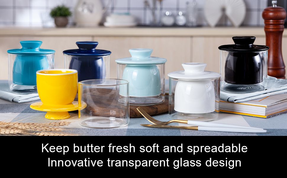 FORHOME Butter Dish With Lid, Glass Butter Crock with