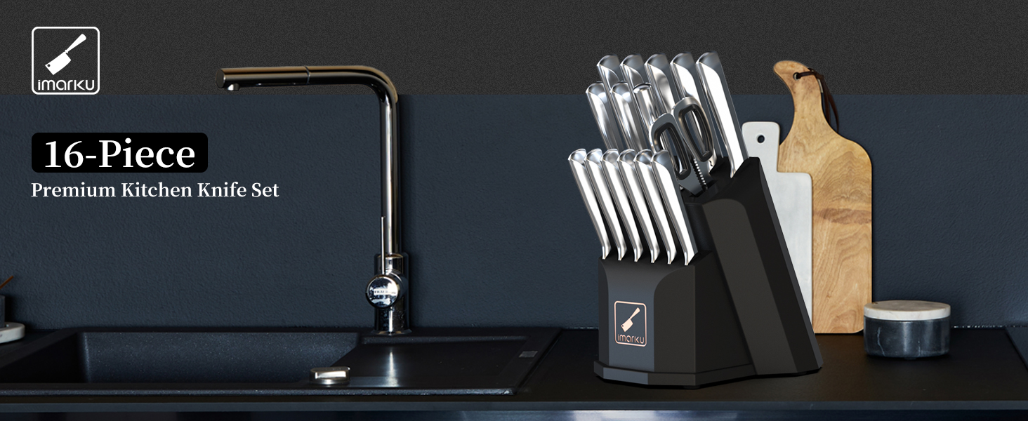 Best Knife Set 2022 16Piece Knife Set with Removeable Block