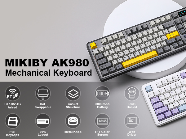 Amazon.com: MIKIBY AJAZZ AK980 Wireless Keyboard with Smart