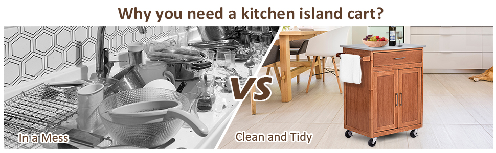 Kitchen Storage Island Cart on Wheels