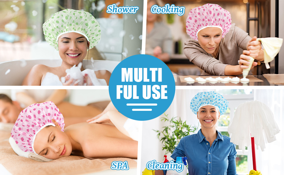 3 PCS Shower Caps for Women Men Reusable Shower Hat Bath Caps with