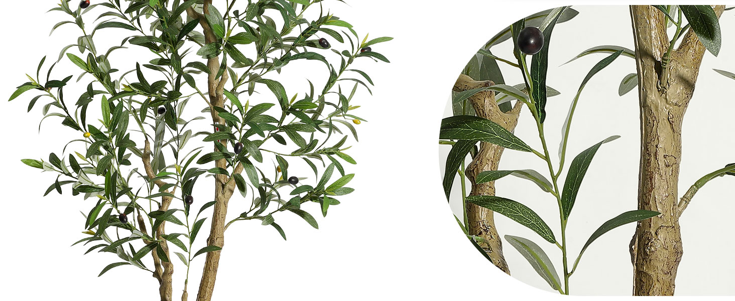 Artificial Plants with Natural Wood Trunk and Lifelike Fruits