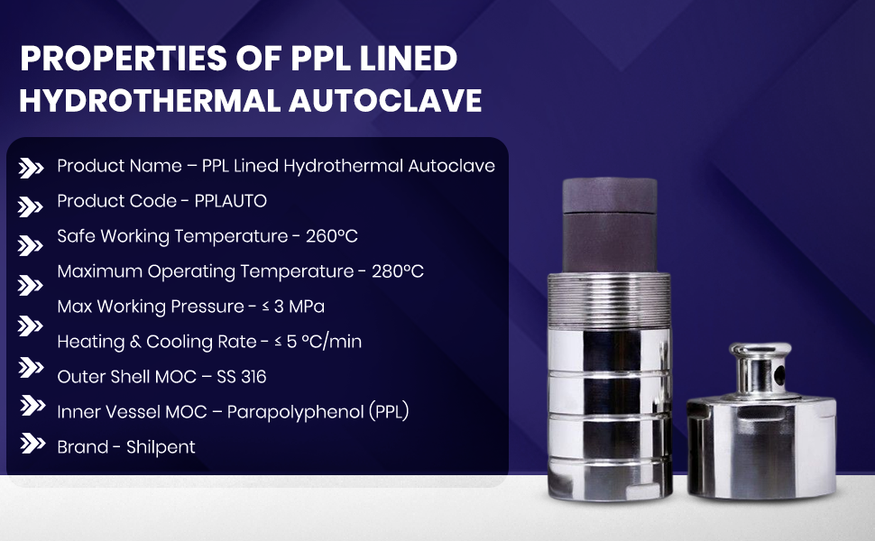 Shilpent PPL Lined Hydrothermal Autoclave (100 ML) (Maximum Operating