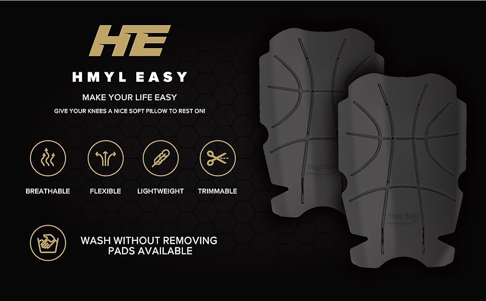 Hmyl Easy Knee Pad Inserts for Work Pants/Bibs, Uniforms, and Tactical