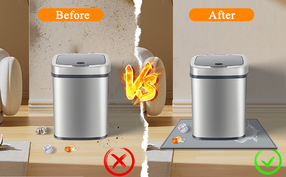 Under Trash Can Mat, Waterproof Garbage Bin Mat with Raised