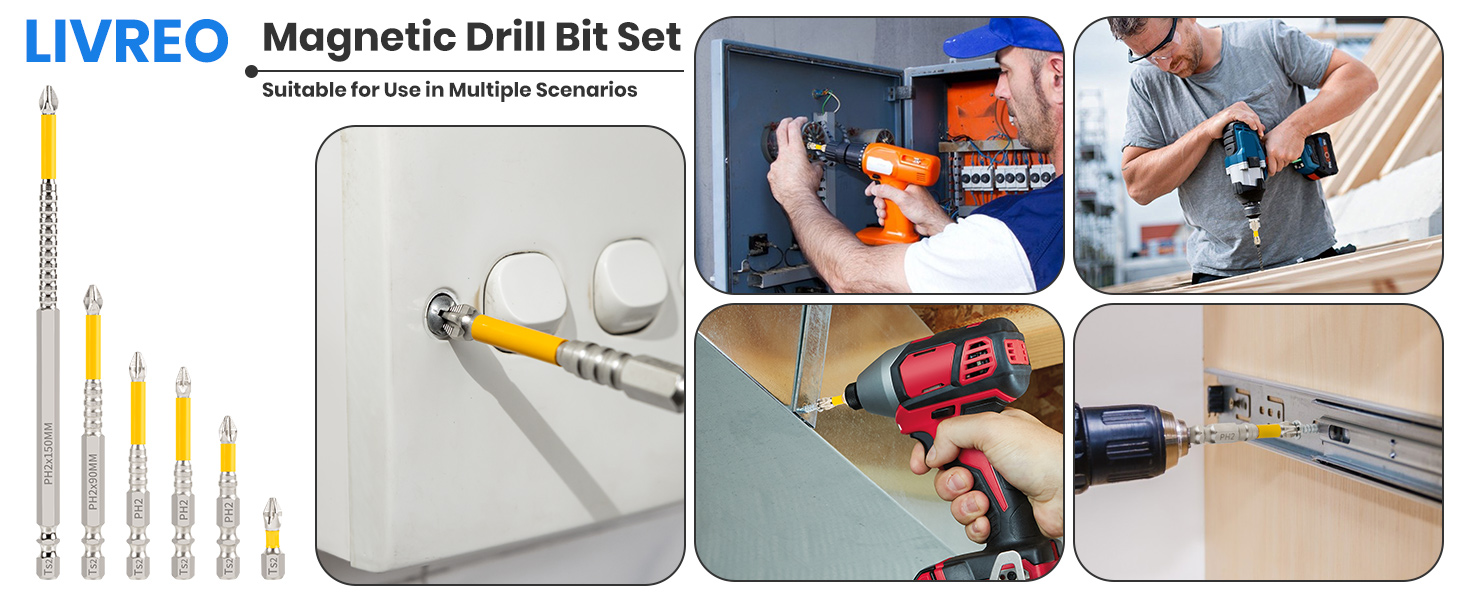 LIVREO High Magnetic Screwdriver Drill Bit Set