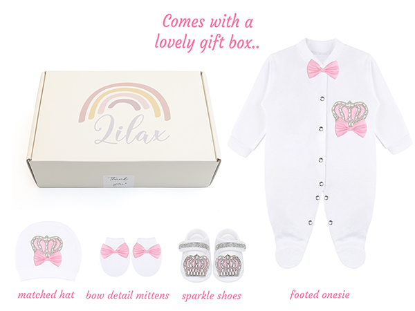 Amazon.com: Lilax Baby Girl Jewels Crown Layette 4 Piece