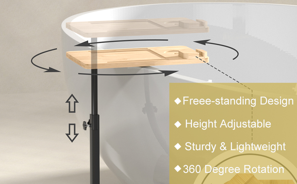 Bathtub Tray Bamboo Bath Tub Tray Caddy with Adjustable