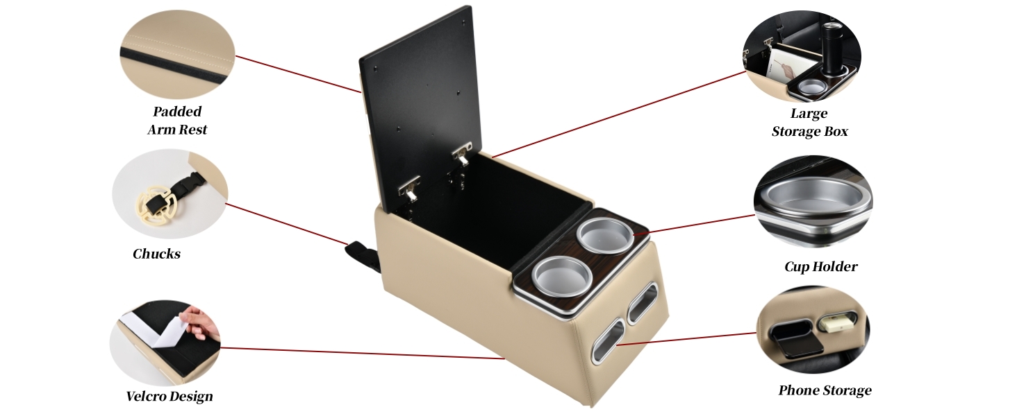 Coverado Car Center Console, Universal Rear Bench Seat Consoles, Truck Seat