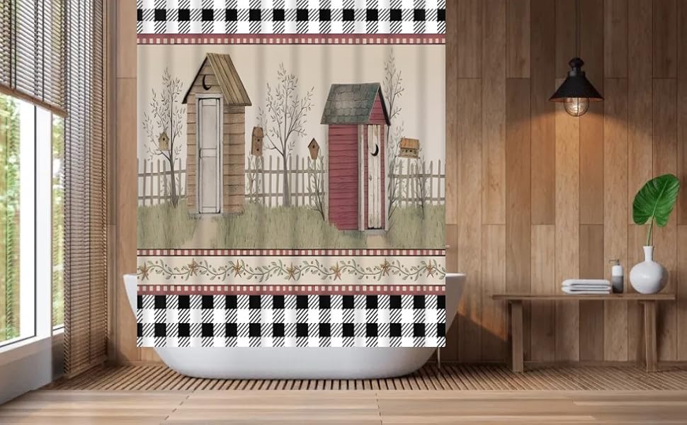 JJYPPY Primitive Country Shower Curtain Rustic Farmhouse