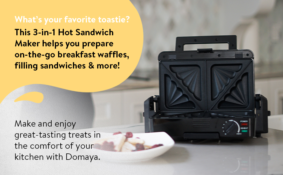 Domaya Sandwich Maker 3 in 1, Panini Grill and Waffle