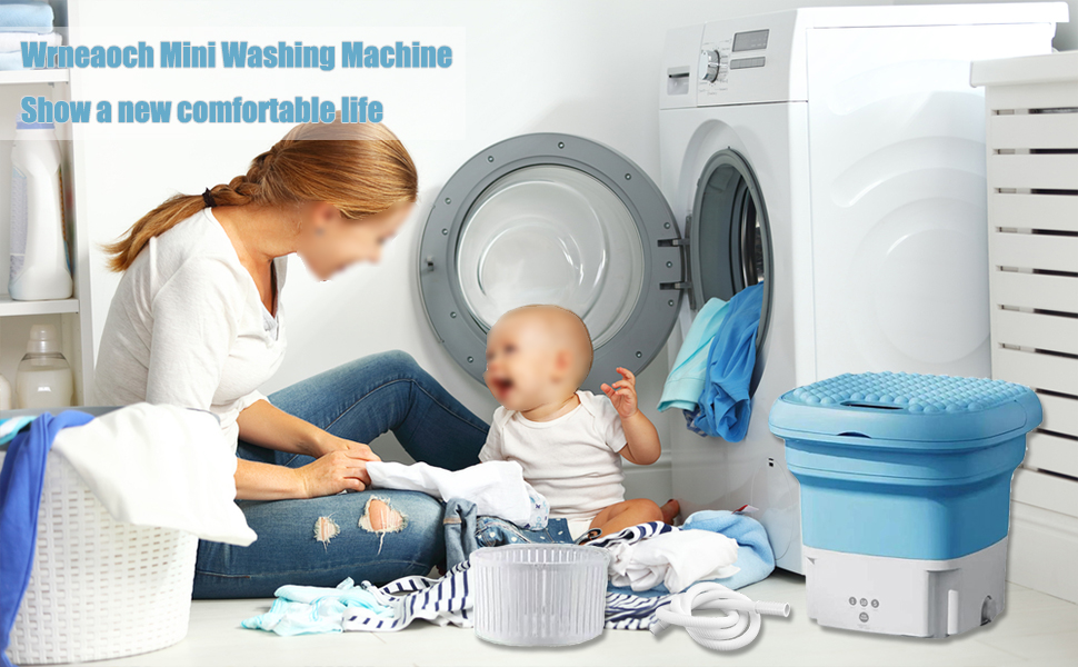 Wrneaoch 36W 6L Portable Washing Machines, Foldable Mini Washing