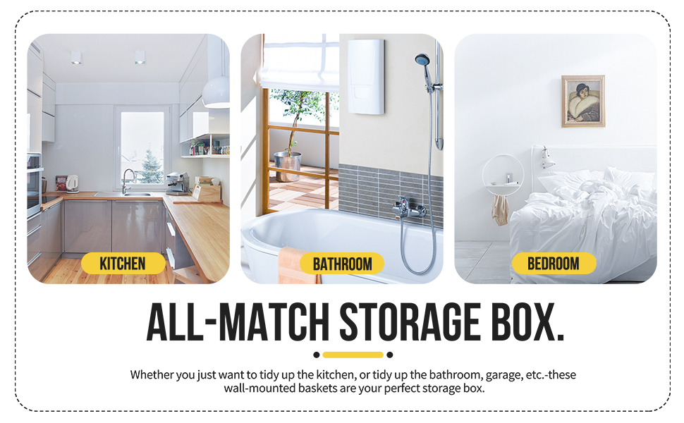 Granrosi Wall Hanging Fruit Baskets for Kitchen Set of 3 Large Wall