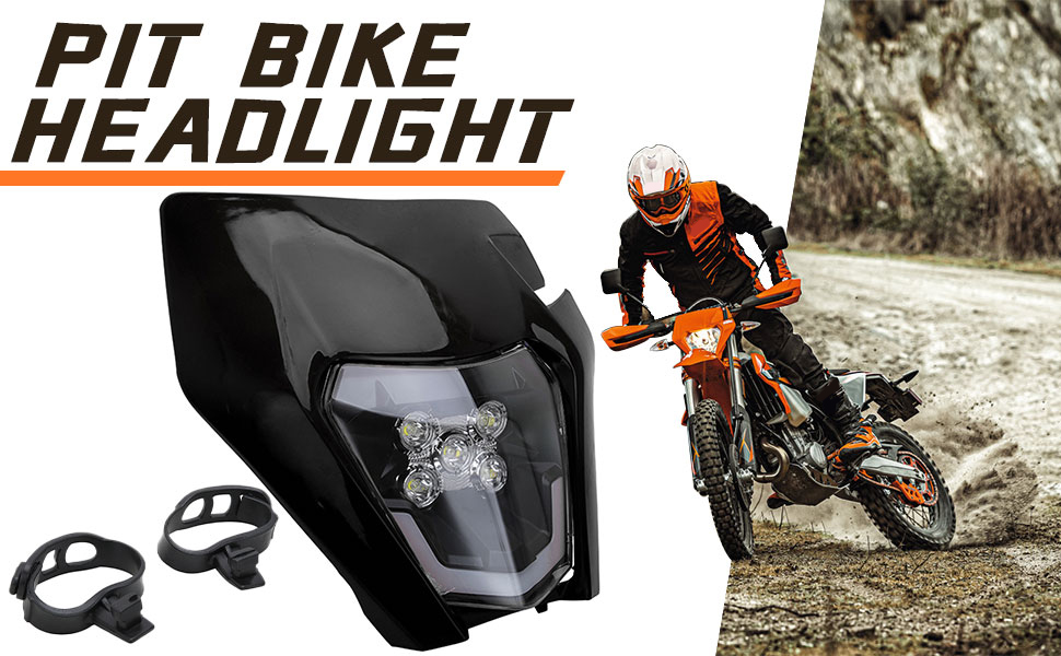 JFG RACING Dirt Bike Headlight LED Kit,Pit Bike Headlight,Universal