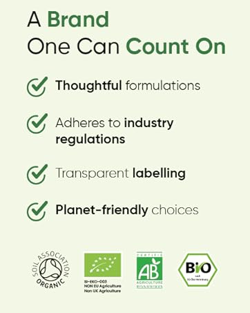 Text reads 'A Brand', 'One Can Count On', 'Adheres to Industry', 'Transparent labelling', 'Planet-friendly choices' with certification logos below.