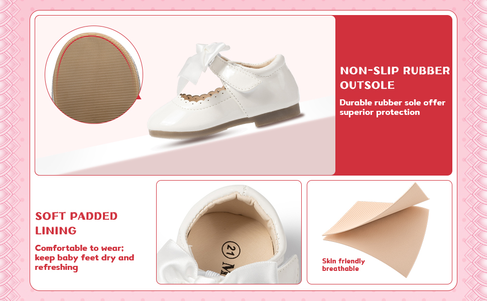 Baby Girl Shoes Non Slip Soft Sole PU Leather Bow Ballet Flats