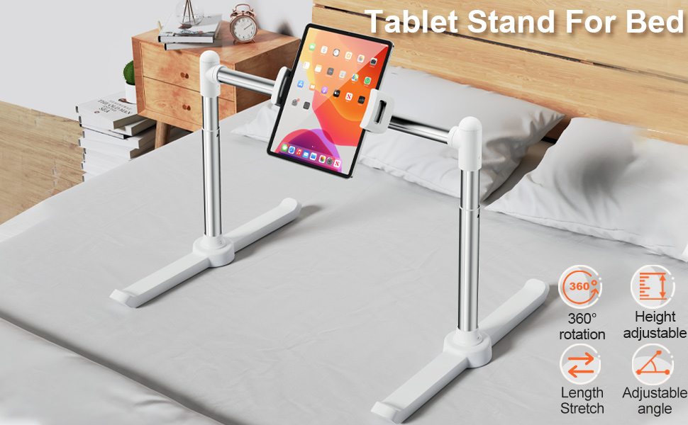 nediea Tablet Holder for Bed, Tablet Stand for Bed Laying Down, 360°Rotatian Adjustable Clip
