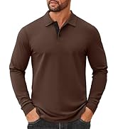 COOFANDY Mens Cotton Polo Shirts Long Sleeve Casual Collared Shirt Classic Golf T Shirt
