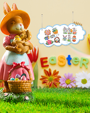 Figurines 12" for Easter Decorations - Farmhouse Easter Décor - Spring Decorations for Home