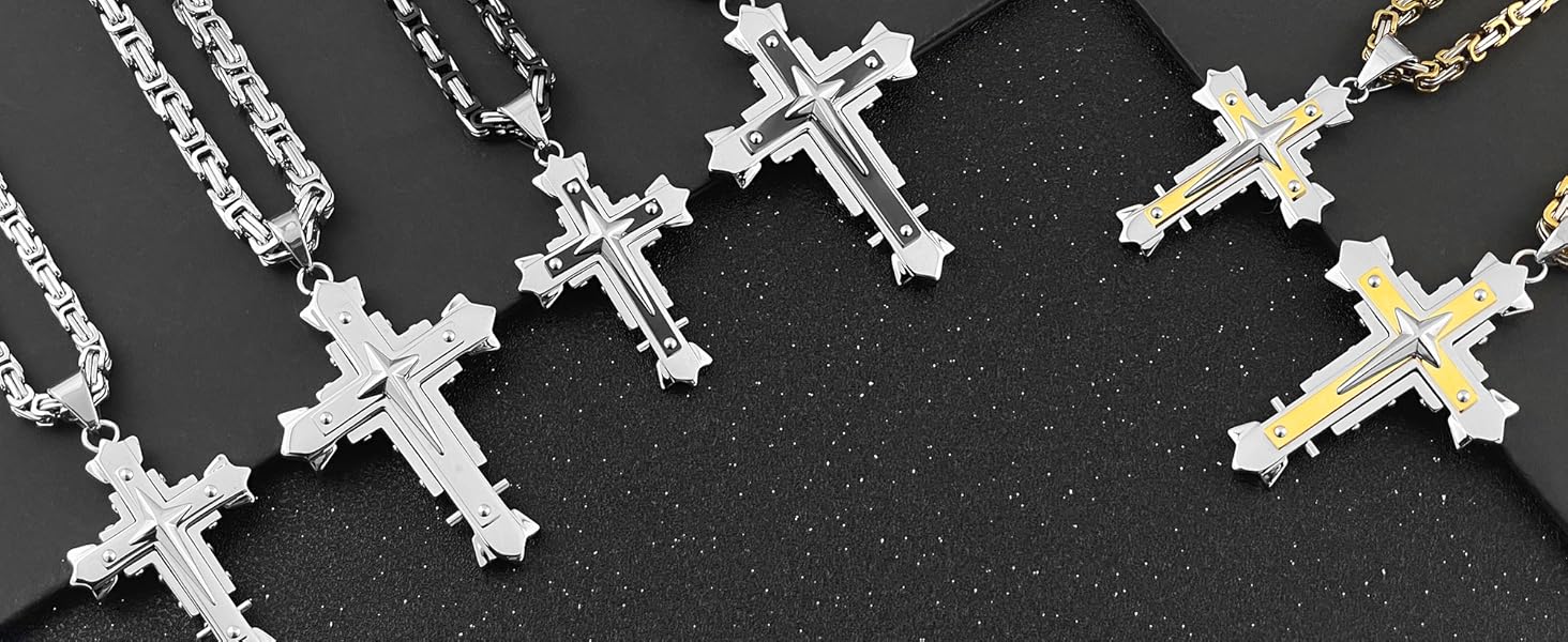 nail cross necklace for men