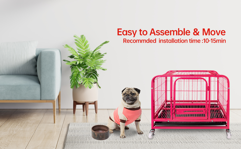 Jongee Heavy Duty Dog Crate Cage Strong Green Metal Dog Kennel with