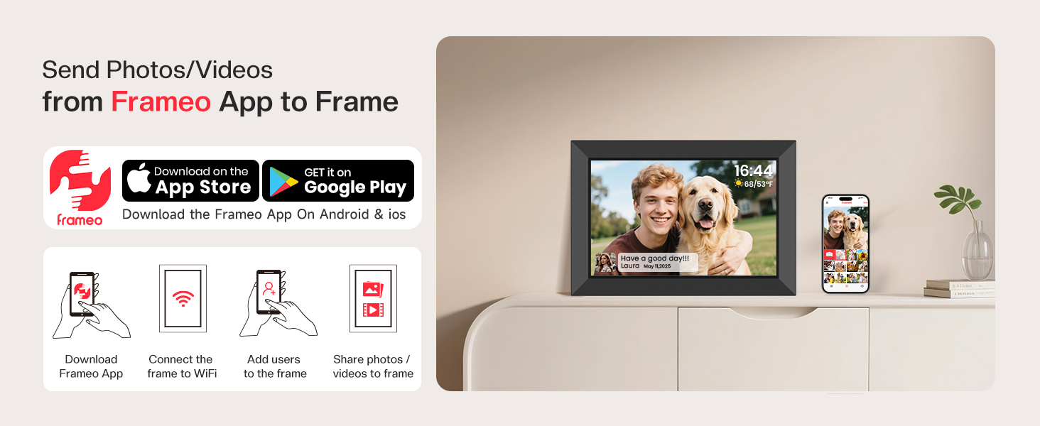 frameo digital frame wifi picture photo video share moment from phone