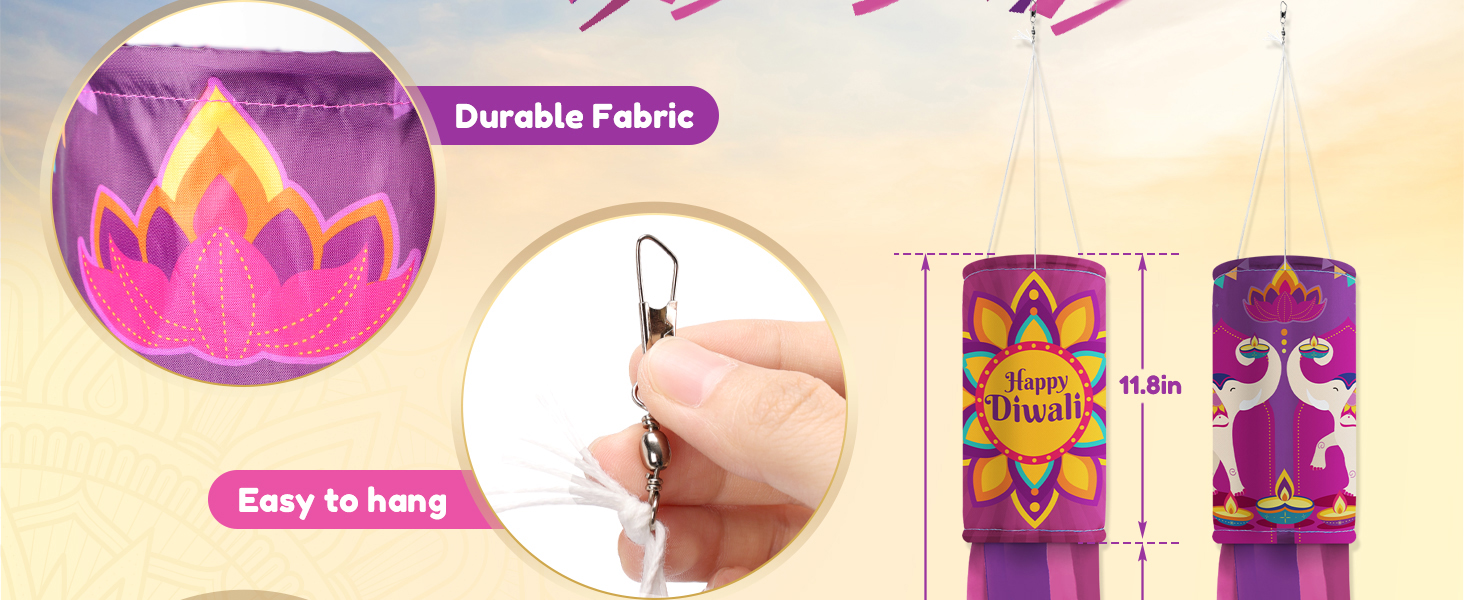 CiyvoLyeen 4PCS Diwali Wind Socks Diwali Decorations